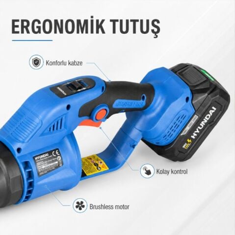 Hyundai HBL201 20V Çift Akülü Üfleme Makinesi 2x4.0Ah Bataryalı Kömürsüz Blower