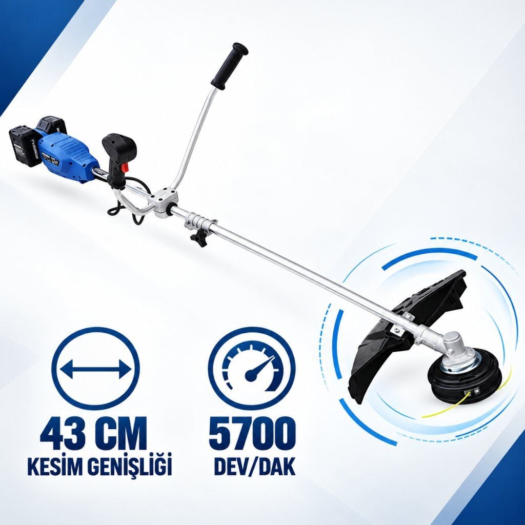 Hyundai HBC4038B Akülü Tırpan 40 V 1600 W – Çift Akülü 2×4 Ah, 43 cm