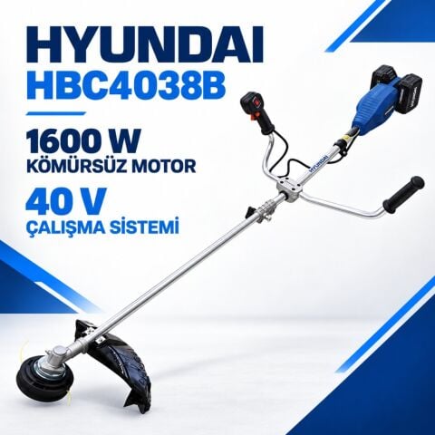 Hyundai HBC4038B Akülü Tırpan 40 V 1600 W – Çift Akülü 2×4 Ah, 43 cm