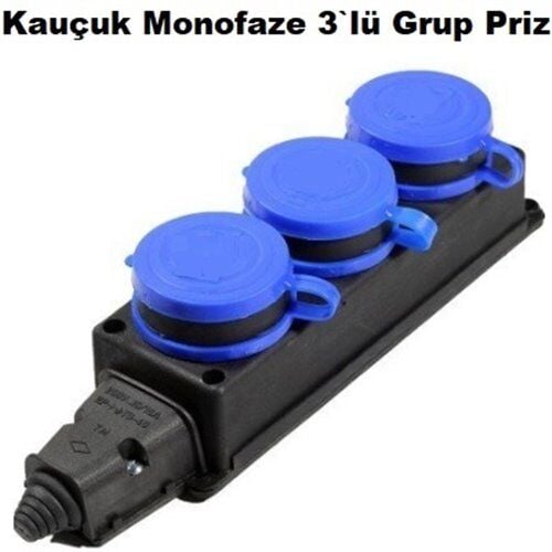 1x16 Kauçuk Monofaze 3`Lü grup Priz